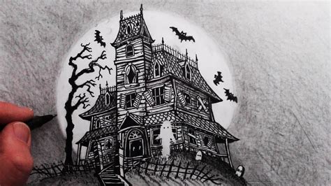 How to Draw a Haunted House: Step by Step - YouTube