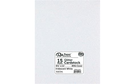 PA Paper Accents Glitter Cardstock 8.5" x 11" Iridescent White, 85lb colored cardstock paper for ...