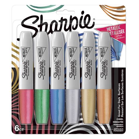 Sharpie Metallic Permanent Markers, Chisel Tip, Assorted Colors, 6 Count - Walmart.com - Walmart.com