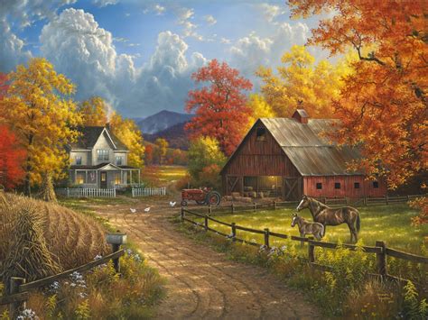 Abraham Hunter | Country Blessings | Autumn scenes, Country scenes, Landscape paintings