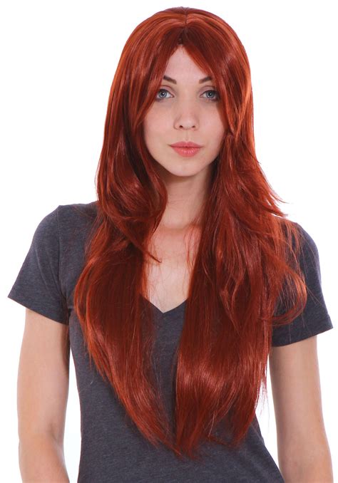 Simplicity Women's Long straight Wig Cosplay Party Full Hair Red Wig w ...