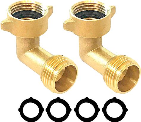 Buy MAXFLO Hose Adapter Garden Hose Elbow Connector 90 Degree Brass Hose Connector Elbow [2 Pack ...