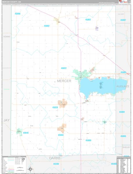 Mercer County, OH Wall Map Premium Style by MarketMAPS