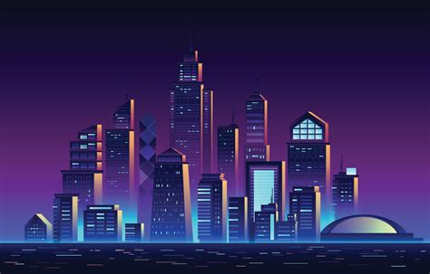 Download Futuristic Skyline Art City Background Wallpaper | Wallpapers.com