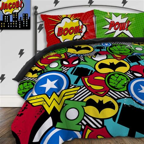 Boys Duvet Cover Superhero Bedding Set Kids Comforter Twin XL | Etsy