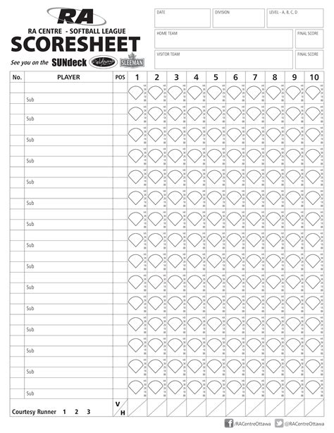 Blank Softball Score Sheets Printable