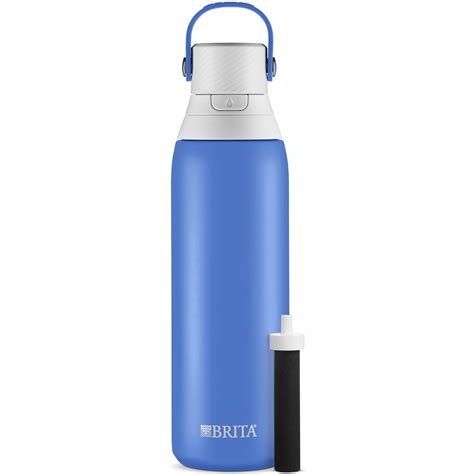 Brita 20 Ounce Premium Filtering Water Bottle with Filter - Double Wall Insulated Stainless ...