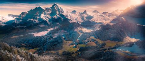 Swiss Alps Wallpaper 4K, Winterscape, Snow mountains