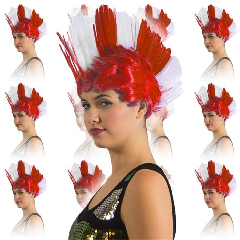 Red and White Mohawk Wig 12PK 6027D - Private Island Party