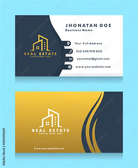 Business card design with real estate logo template vector Stock Vector | Adobe Stock