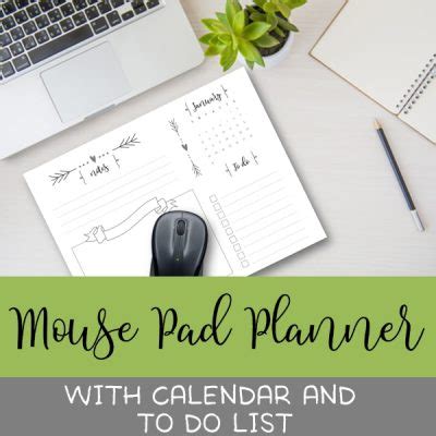 Printable Mouse Pad Planner with Calendar and To Do List