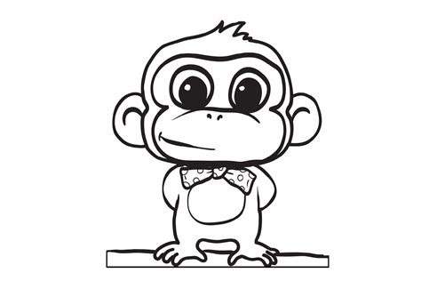 Printable Cute Cartoon Baby Monkey Coloring Pages for Kids - Print Color Craft