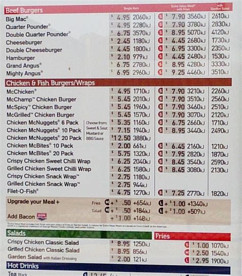 Mcdonald'S Menu With Prices 2024 Printable - Starr Emmaline