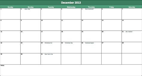 2013-calendar-excel - My Excel Templates