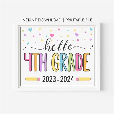 Girl First Day of 4th Grade Sign First Day of Fourth School - Etsy in 2023 | School signs ...