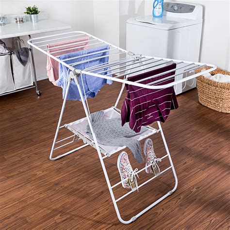 Heavy-Duty Folding Gullwing Laundry Drying Rack, White