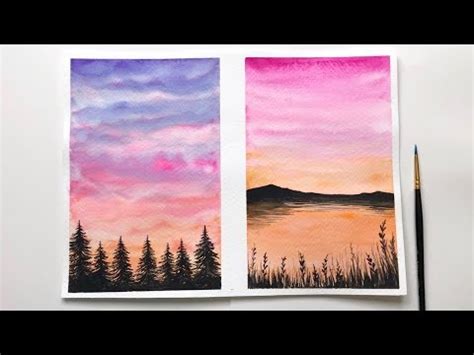 Watercolor Sunset Tutorial For Beginners | Easy Watercolor Sunset Ideas - YouTube