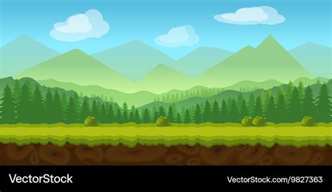 Forest game background 2d application Royalty Free Vector