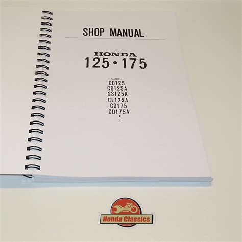 Honda CD125 SS125 CL125 CD175 Sloper Workshop Shop Manual Book. Repro. HWM053 | eBay