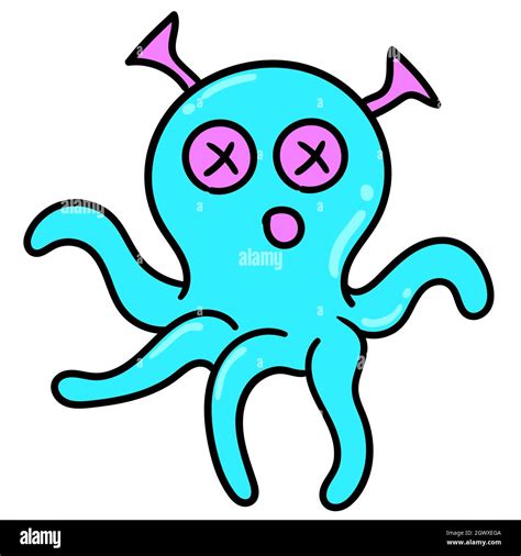 cute squid octopus kawaii drawing Stock Vector Image & Art - Alamy