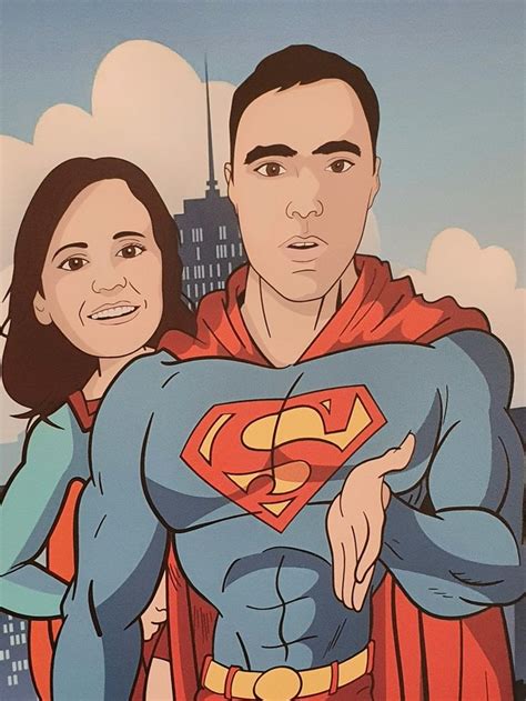 Superhero Couple | Illustration, Superman and superwoman, Personalised posters