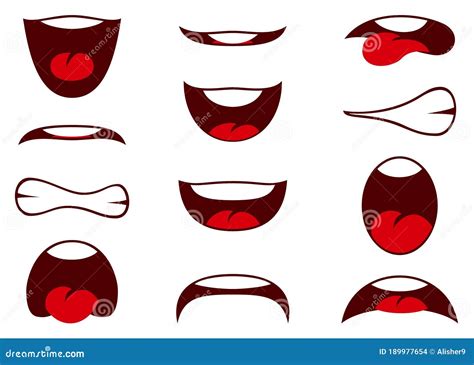 Vector Illustrations of Cartoon Mouth Expressions Stock Vector - Illustration of vector ...