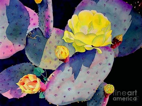 Purple Prickly Pear Painting - Purple Prickly Pear Fine Art Print | Prickly pear art, Cactus art ...