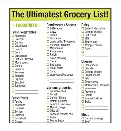 Grocery list template, Grocery lists, Printable grocery list template