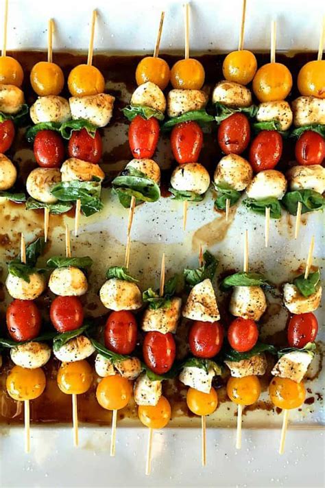 Mini Caprese Skewers Appetizer - Reluctant Entertainer