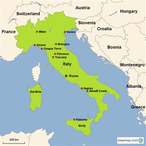 Map of Italy with Cities Towns Detailed Major Regions Tourist Northern