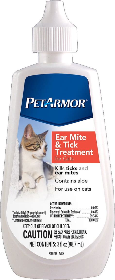 PetArmor Ear Mite & Tick Treatment for Cats, 3-oz bottle - Chewy.com