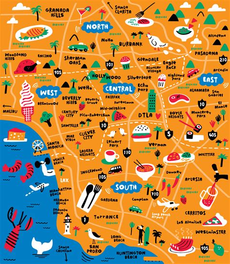 Illustrated Map of Foodie Los Angeles — Nate Padavick