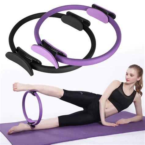 15 Inch Pilates Ring Fitness Ring, Exercise Yoga Pilates Magic Circle with Dual Grip Handles ...