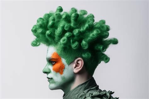 Premium AI Image | A man with green hair and a green wig with the word joker on it.