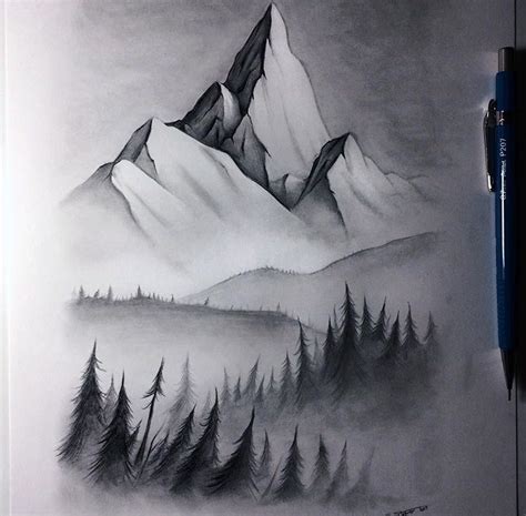 Lethal Chris’s Misty Mountain | Mountain drawing, Landscape drawings, Landscape sketch