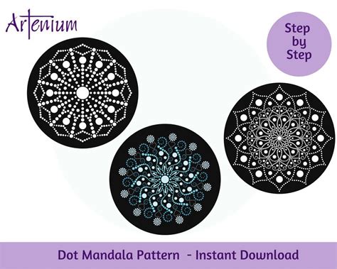 DOT MANDALA PATTERN Snowflake Bundle Christmas Decoration Bundle Dot Art Guide Mandala Template ...