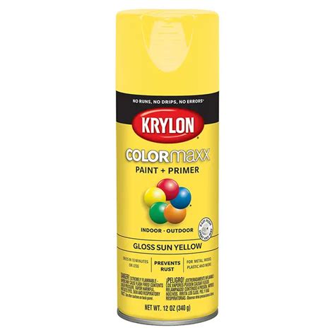 12 Oz Krylon K05541007 Sun Yellow COLORmaxx Paint & Primer Spray Paint, Gloss | Spray Paint ...