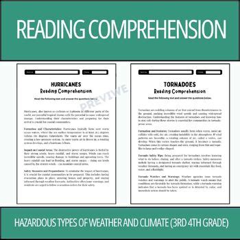 Hazardous Types of Weather and Climate Nonfiction Passages 3rd 4th Grade