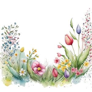 10 Watercolor Spring Border Clipart Jpgs,commercial Use,digital Download,card Making, Mixed ...