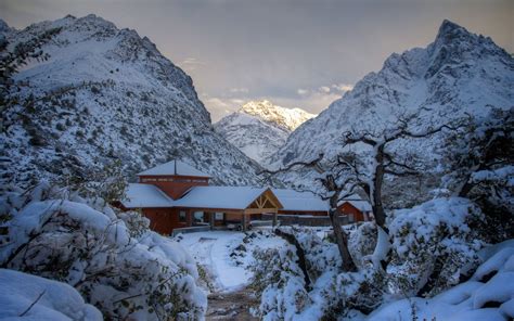 hotels, Mountain, Winter, Chile, Snow, Nature, Trees, Sunset, Landscape, Cold, Andes Wallpapers ...