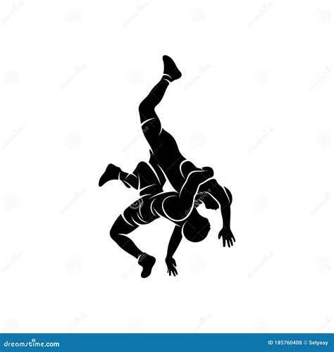 Wrestling Logo Vector Template, Illustration Symbol, Silhouette Design ...