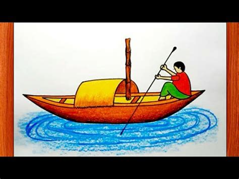 How To Draw Boat With Man || Boat Drawing Colour || Easy Boat Drawing Step By Step For Beginners ...