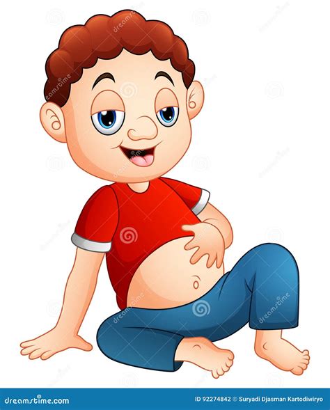 Cartoon Boy Sitting Full Stomach Stock Illustrations – 8 Cartoon Boy Sitting Full Stomach Stock ...