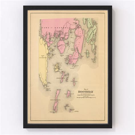 Vintage Map of Boothbay, Maine 1894 by Ted's Vintage Art