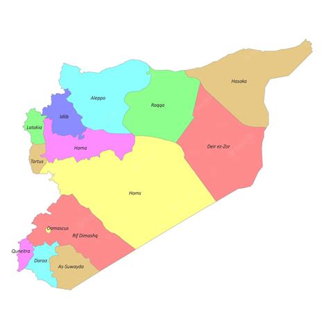 Premium Vector | High quality labeled map of with Syria borders of the regions