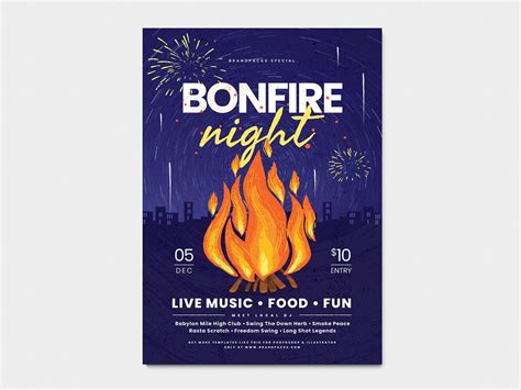 Bonfire Night Poster Template - PSD, Ai & Vector - BrandPacks