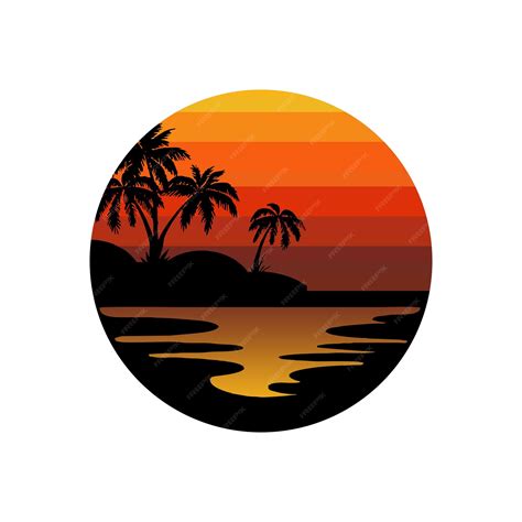 Premium Vector | Sunset beach logo design