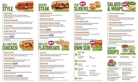 Quiznos Sub Menu