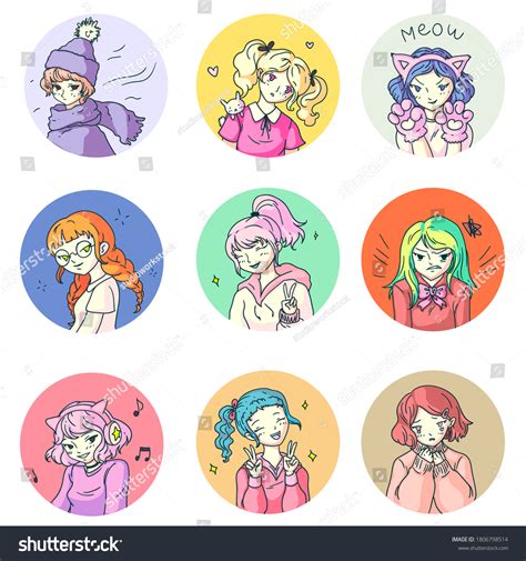 Anime Girl Sticker Cute Anime Girl Stock Vector (Royalty Free) 1806798514 | Shutterstock