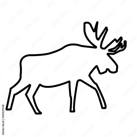 moose silhouette clip art outline on white background Stock Vector ...